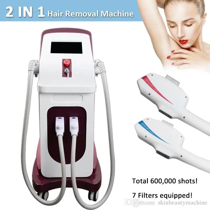 2 مقابض آلة إزالة الشعر ipl opt epilator skin refveneation machine machine معدات التجميل للصالون