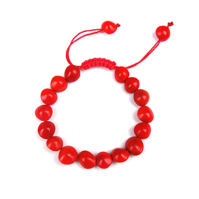 Rött rep flätade handgjorda strängar naturliga pärlhaltiga charmarmband för kvinnor tjejälskare vänskap Alla hjärtans dag smycken