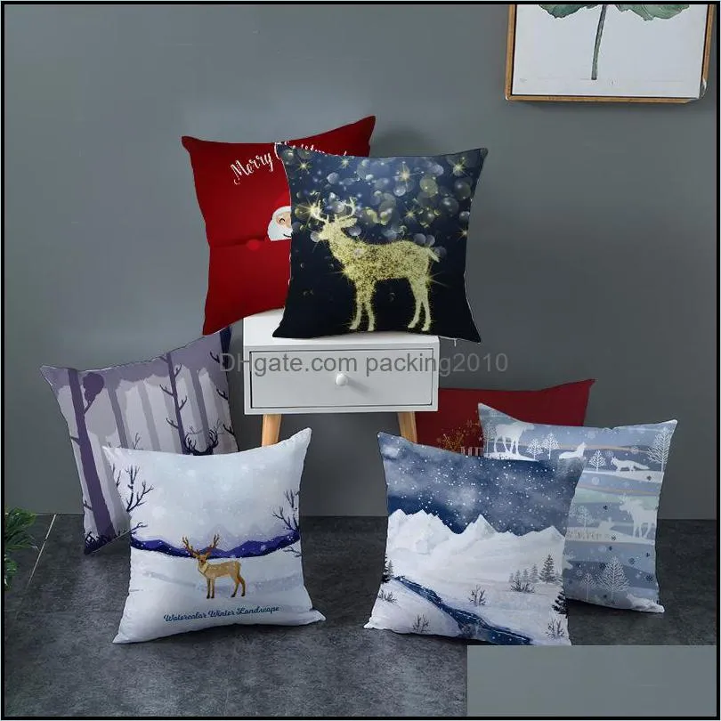 Taie d'oreiller Décoration de fête de Noël Er Canapé Coussin Santa Deer Elk Pri Dhq34