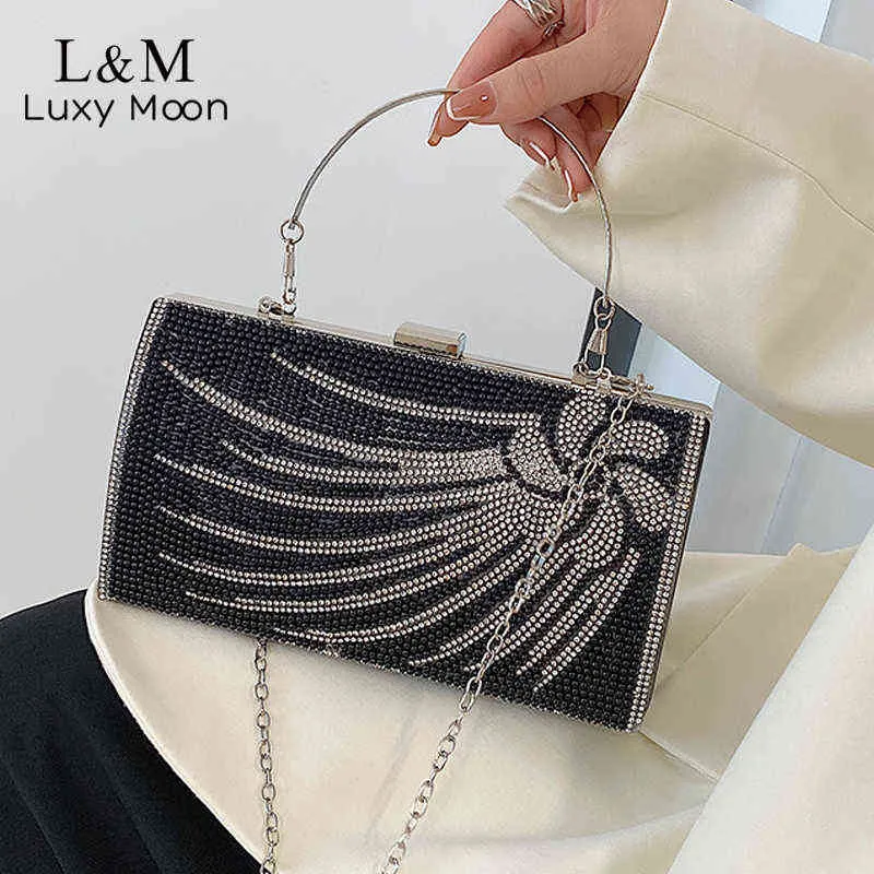 Luxury Ostrich Feather Diamond Knuckle Rings Evening Bags For