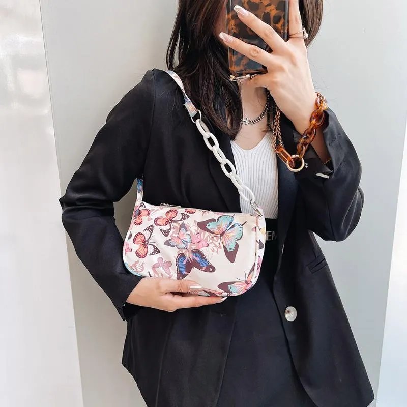 Evening Bags Summer Women Small Handbag Butterfly Print Canvas Tote Bag Ladies Shoulder Female Zebra Cow Cotton Cloth Underarm