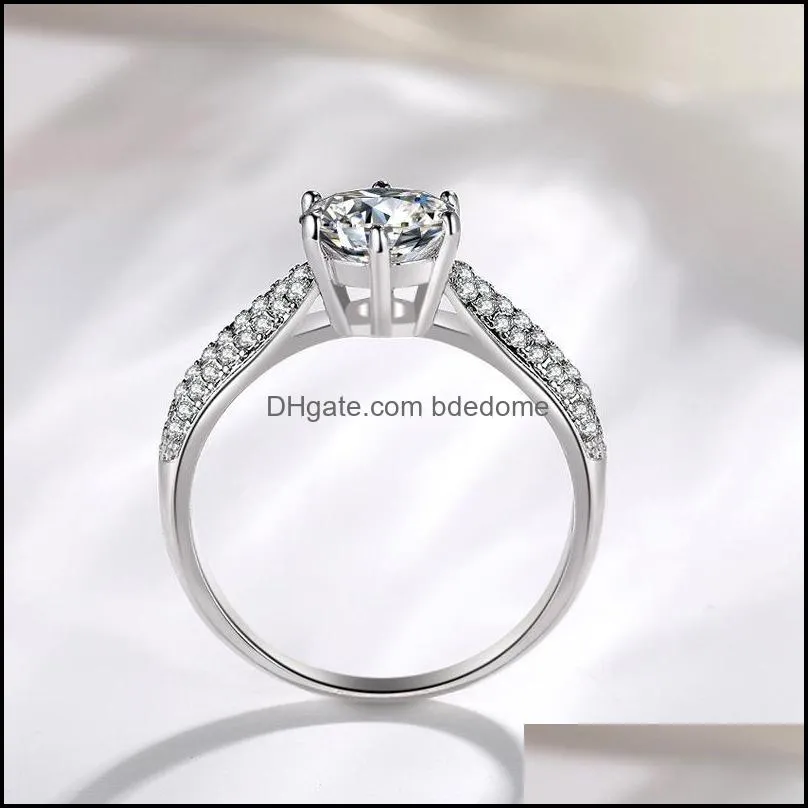 wedding rings with certificate 18k white gold color for women 1.7ct round zirconia diamond solitaire ring band engagement hj351wedding