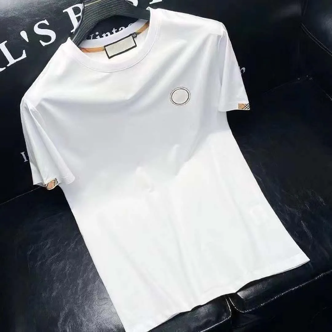 2022 Летние новые мужские футболки Простые тонкие белые круглые с половиной рукава дизайнерской индикаторной горячей буровой бурорики азиатский двор m-xxxxl