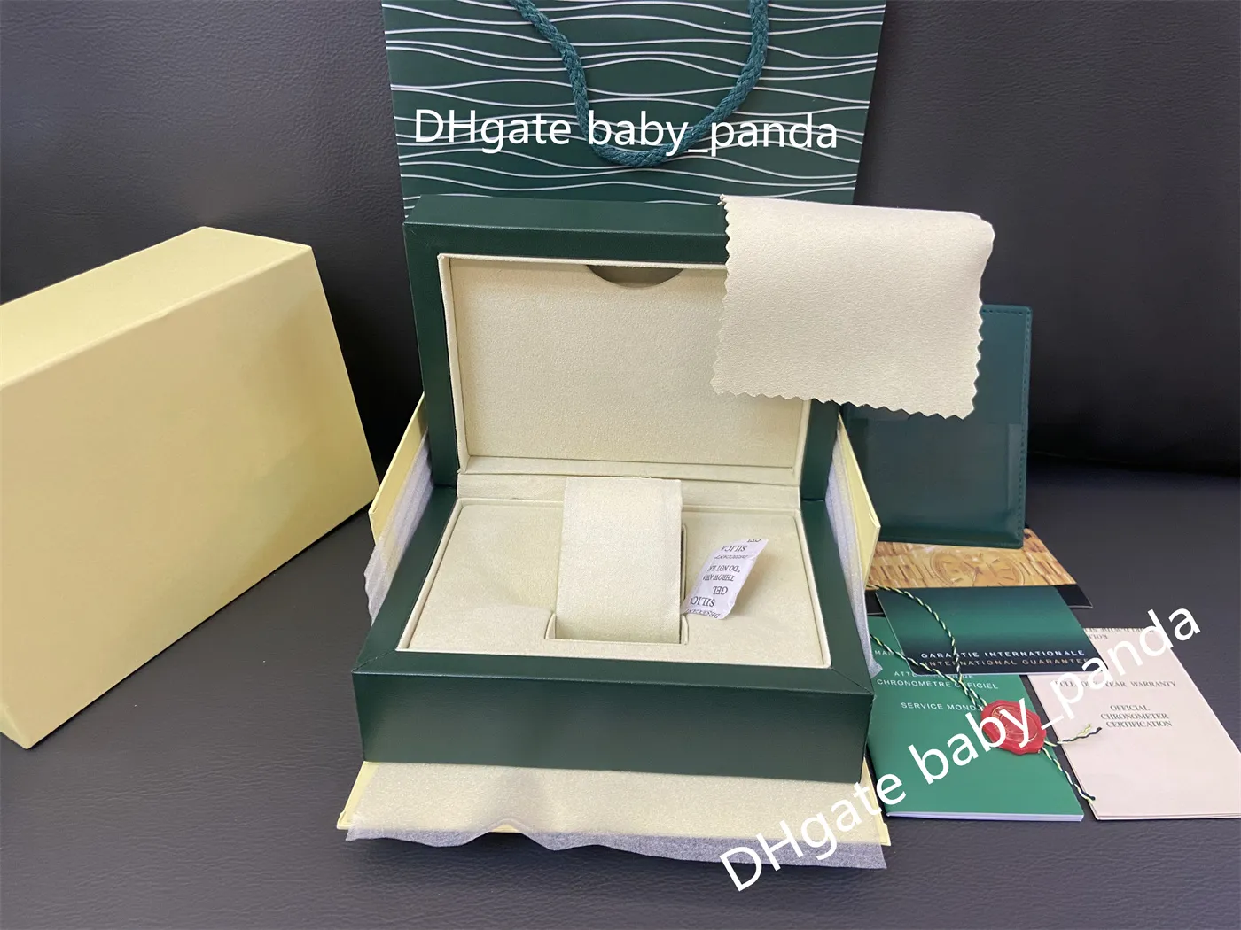 High Quality Dark Green Watch Boxes Original Wooden Watches Box 126610