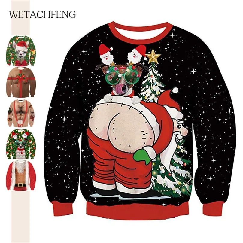 Christmas Men's sweater Oversize Funny Ugly Christmas Cute Dogs 3D Printed Sweater Unisex Tops Jumper Xmas Pullover Sweatshirt 201126