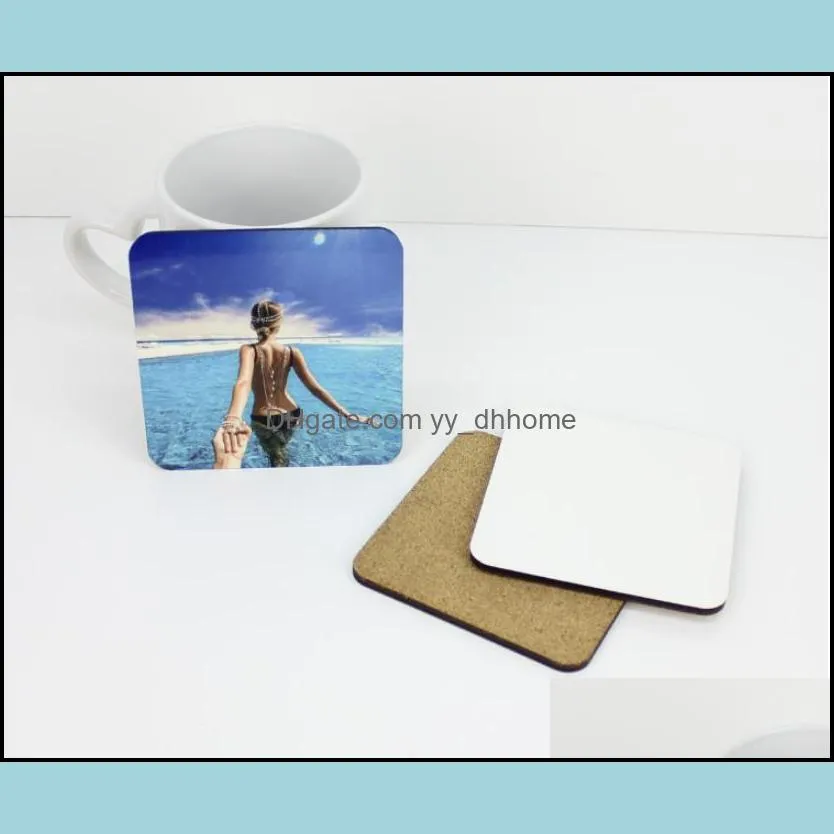 95*95mm sublimation coaster 4mm thick mdf wooden diy gift cup mat customized desk decoration cup pad for coffee mug water bottle
