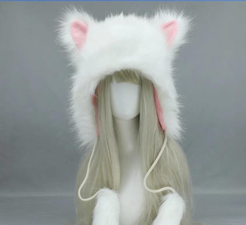 帽子 andwang Fluffy cat knit hat andwang Fluffy cat knit hat Cat Hats For Every Occasion