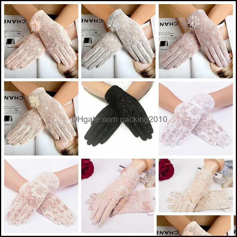 Protective Sleeves Home Textiles Garden Summer Lace Touch Screen Gloves Uv Sun Protection Driving Anti Skid Cotton Short For Girls Drop De