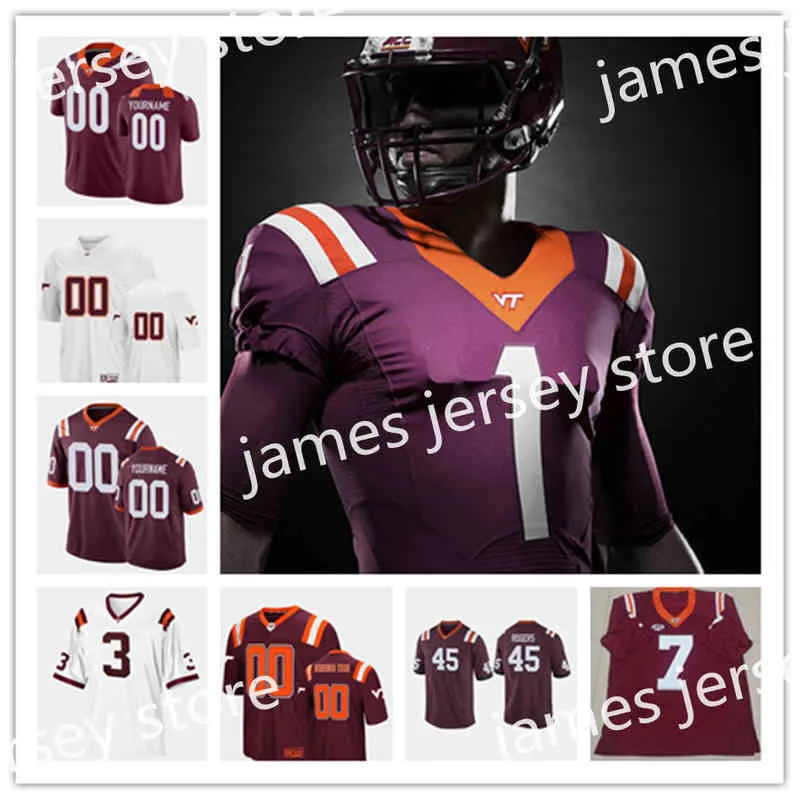 Xflsp Mens Custom College VIRGINIA TECH HOKIES Football Jersey 61 Kyle Chung 8 Ricky Walker 91 Oscar Bradburn 2 Hendon Hooker 13 Jalen Holston 16