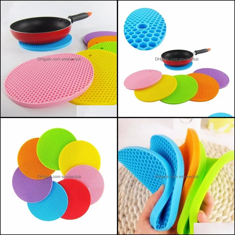 Round Silicone Table Cup Mats Pans Pot Bowls Mat Coaster Insulation Pad Non-slip
