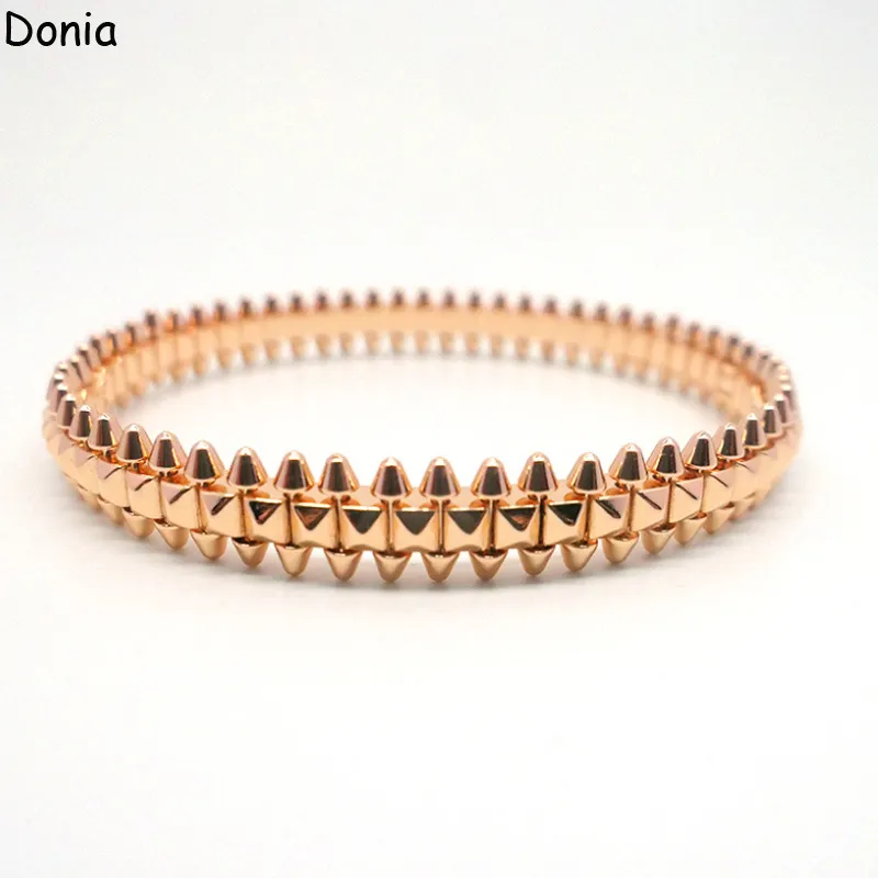 Donia Jewelry Luxury Bangle Exaggerated Shiny Rivet Titanium Steel Bracelet European and American Fashion Designer Bracelet