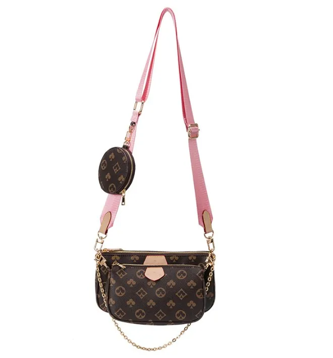 bolsa de alta qualidade bolsa feminina clássica flor feminina bolsa composta bolsa de couro cross body feminina corrente prata bolsas de ombro bolsa mensageiro crossbody carteira