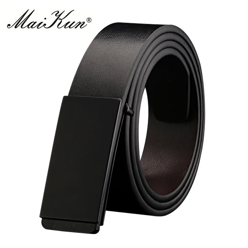 Maikun Belts for Men High Quality Smooth Buckle Synthetic Leather Male Fashionable Jeans 220624