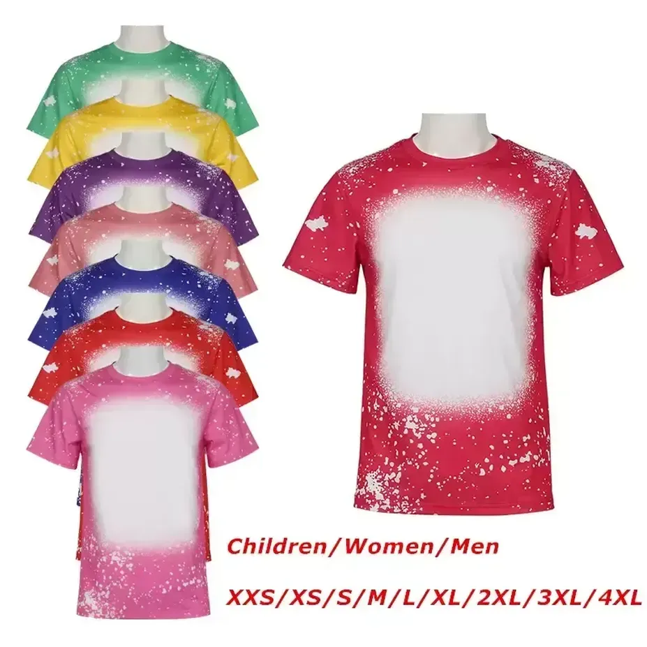 Partido por atacado Favor de sublimação camisetas branqueadas de transferência de calor em branco Caso de algodão DIY roupas de pai-filho para crianças adultos sxmy20