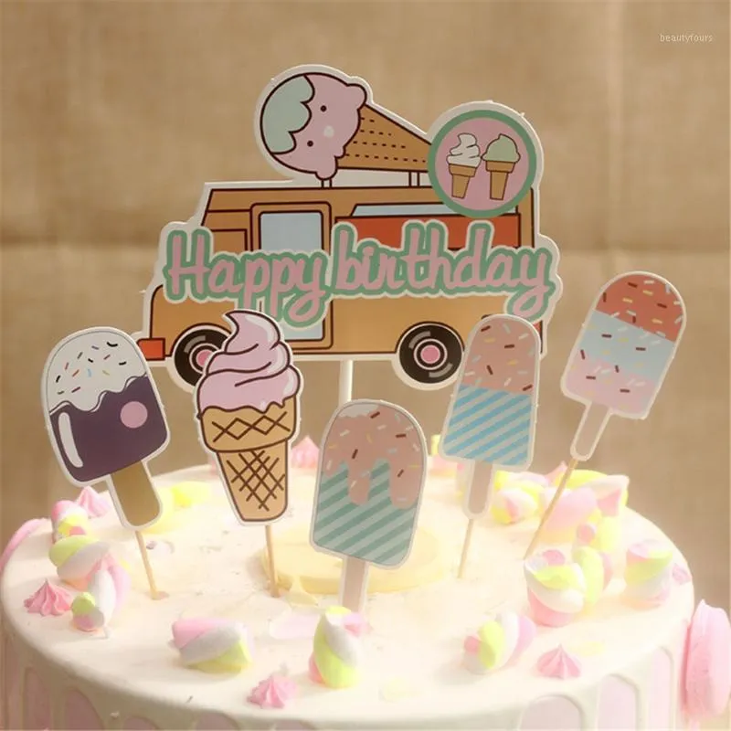 Autres fournitures de fête festive bricolage cuisson crème glacée voiture Plug-in drapeau été Style gâteau d'anniversaire décoration Dessert Table Decoratinon