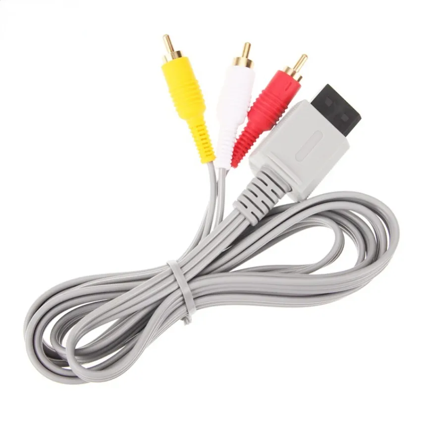 1.8m 6FT Plaqué Or Audio Vidéo AV Composite 3 RCA Câble Cordon Fil pour Nintendo Wii Controller