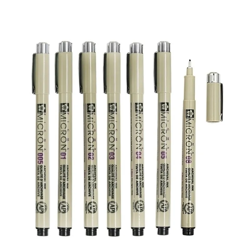 7 PCSlot Sakura Pigma Micron Needle för att rita skisstecknad arkivering Ink Gel Pen Stationery Animation Art Supplies A6922 201116