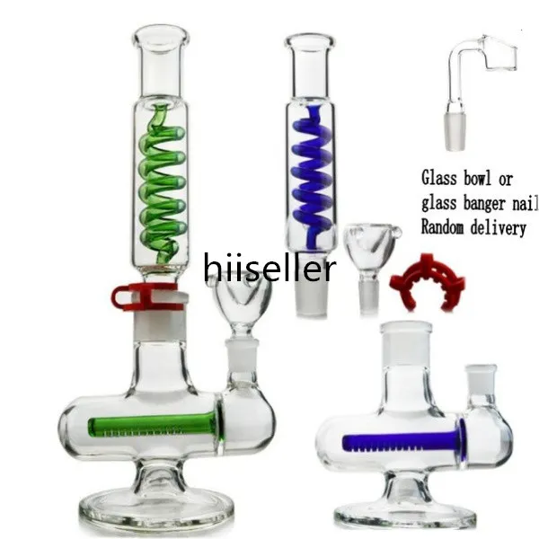 12.2 inchs Freezable Coil Hookahs Bongs Water Pipes Recycler Oil Rigs Heady Glass Water Bong With 14mm banger