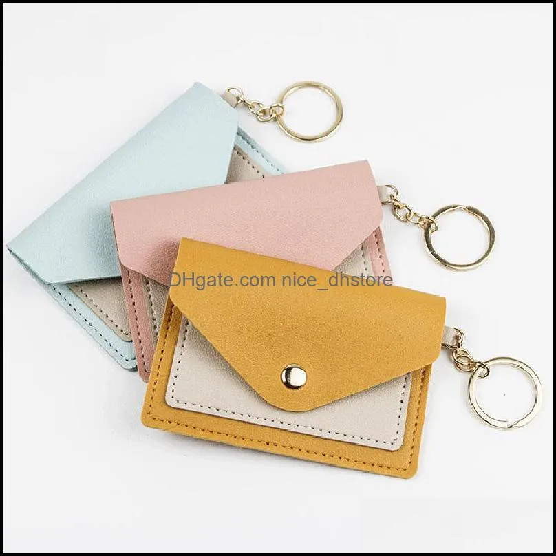 unisex key pouch fashion leather purse keyrings mini wallets coin credit card holder 7 colors