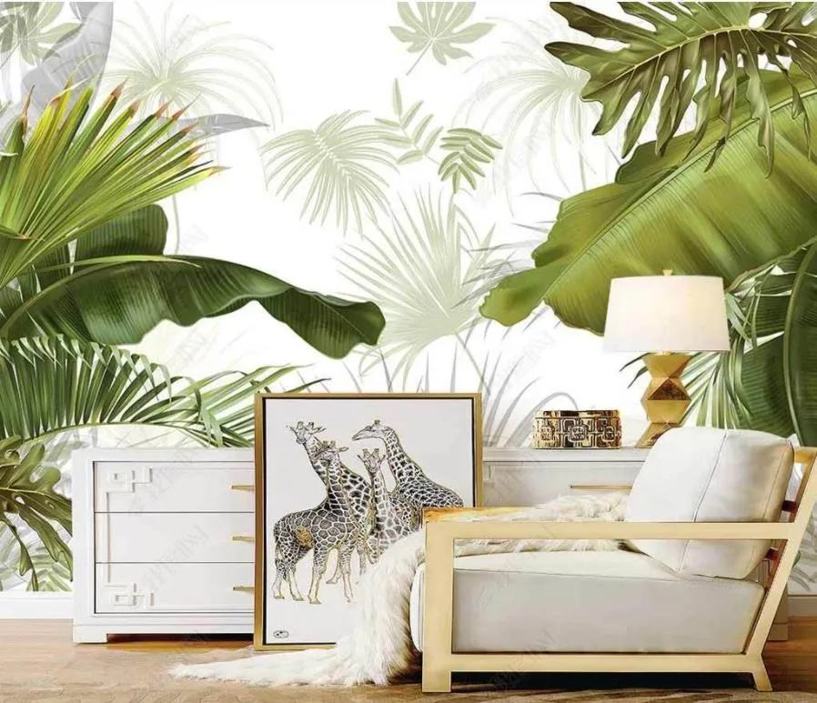 3D Wall Paper Mural Room Mural Plant Interior Interior Parede de fundo de luxo