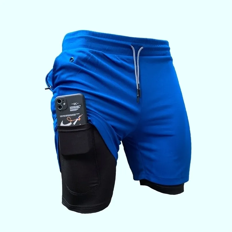 est Running Shorts Men 2 in 1 Training Gym Shorts Fitness Men Joggers Jogging Summer Sports Shorts Workout Short Pants 220505