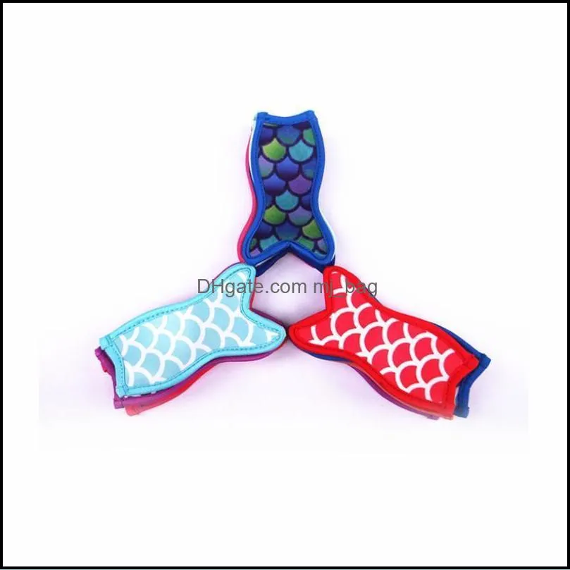 antifreezing reusable portable mermaid ice sleeves popsicle ice bags neoprene insulation fabric freezer holders pad12053