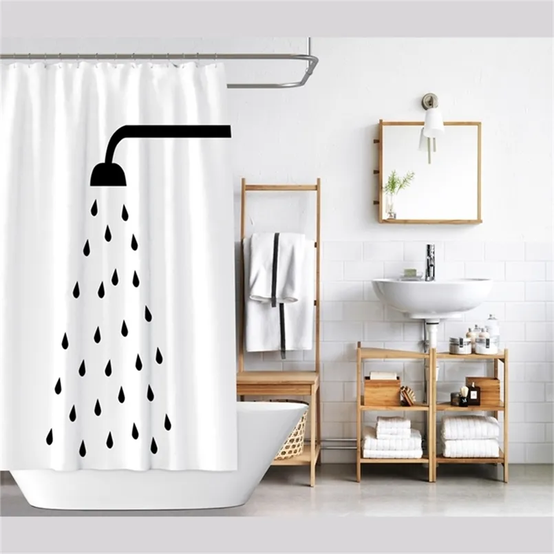 Multi -Size -Duschmuster Duschvorhang Badezimmerzubehör mit Haken wasserdichtem Stoff Bad Vorhang für Heimat Badezimmer Dekor 220517