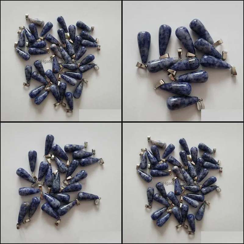 wholesale 50pcs/lot fashion natural sodalite stone long water drop shape charms pendants for jewelry accessories making