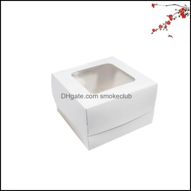 Disposable Dessert Boxs Baking Afternoon Tea Window Container Small Folding Simplicity Packing Box High Quality 0 78Pm O2 Drop Delivery 2021
