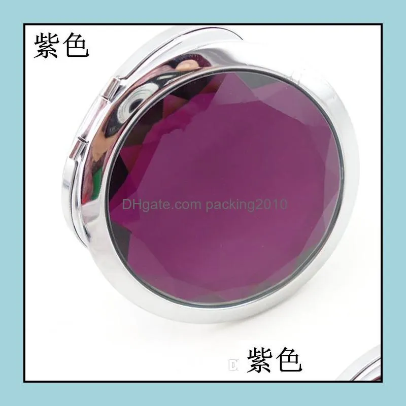 7cm Folding Compact Mirror With Crystal Metal Pocket Mirror For Wedding Gift Portable Home Office Use Makeup Mirror