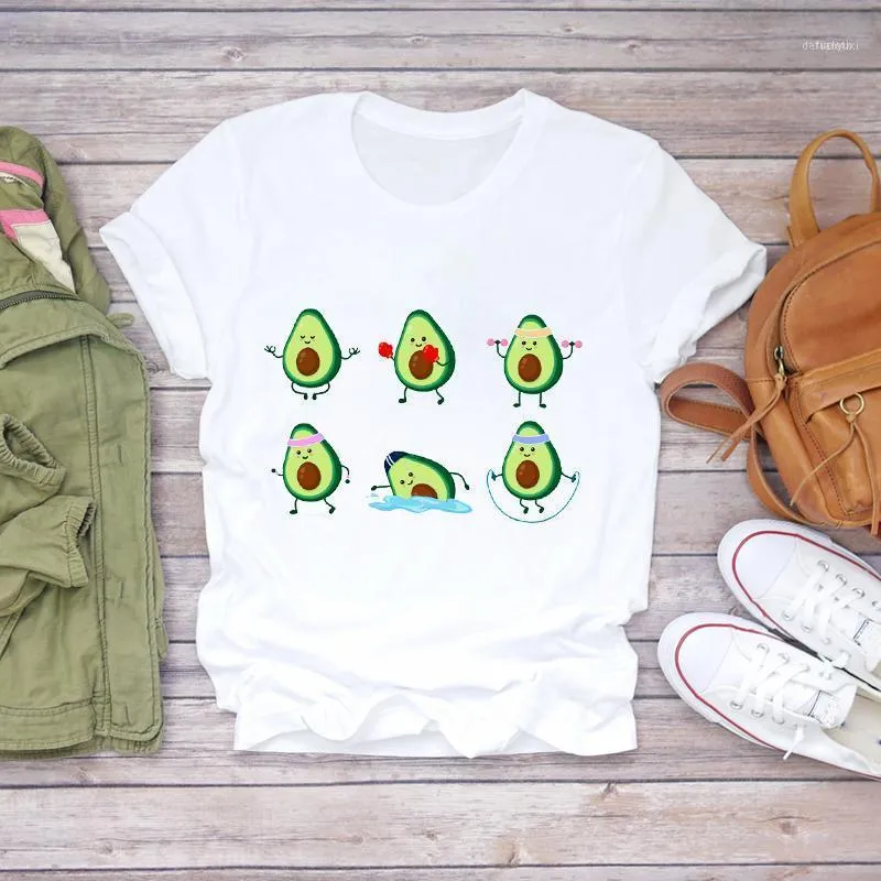 Vrouwen T-shirts Fruit Avocado Leven Leuke Grappige Afdrukken 90s Womens Grafische T Top Dames Print Dame Shirt Vrouwelijke T-shirt T-shirt Dames