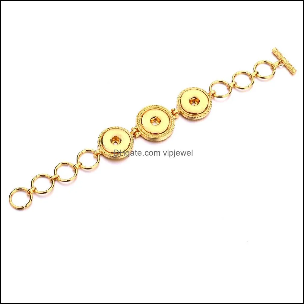 vintage 18mm snap button heart charm bracelet silver gold link chain three snaps buttons bracelets jewelry for women men