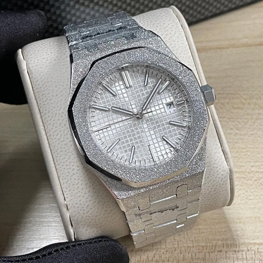 Shiny Mens 시계 자동 기계 디자이너 시계 41mm 사파이어 빛나는 비즈니스 손목 시계 Montre de Luxe