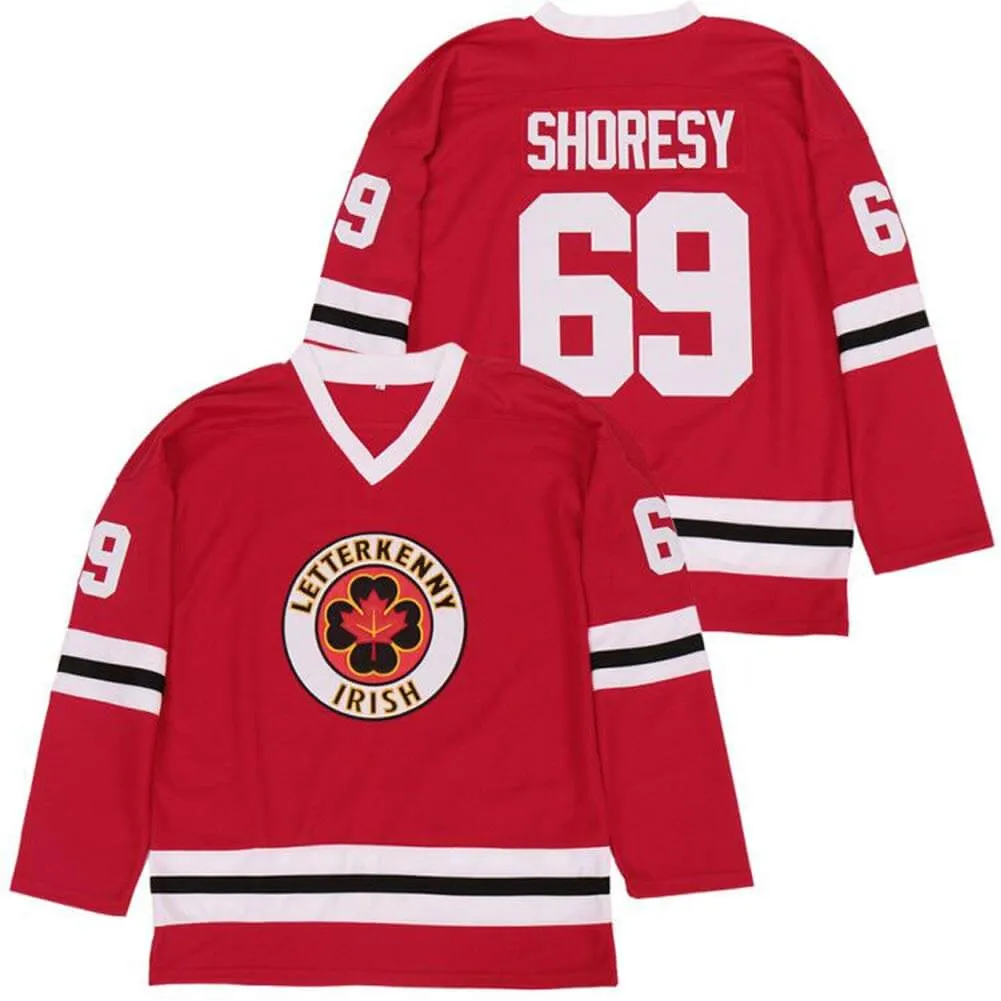 Хоккейные майки Shoresy 69 Jersey Red Color Letterkenny Irish Size S-XXXL Сшитые мужские