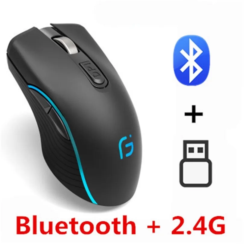 LED mouse wireless 2400 DPI Dual Mode 2 in 1 Bluetooth a corda Bluetooth 5.0   2,4 GHz Desktop Professional Desktop Laptop 220427