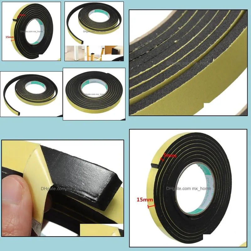 New Sealing Strips 3 Meter Other Building Supplies Window Door Foam Adhesive Draught Excluder Strip Tape Adhesives Tape Rubber Weather