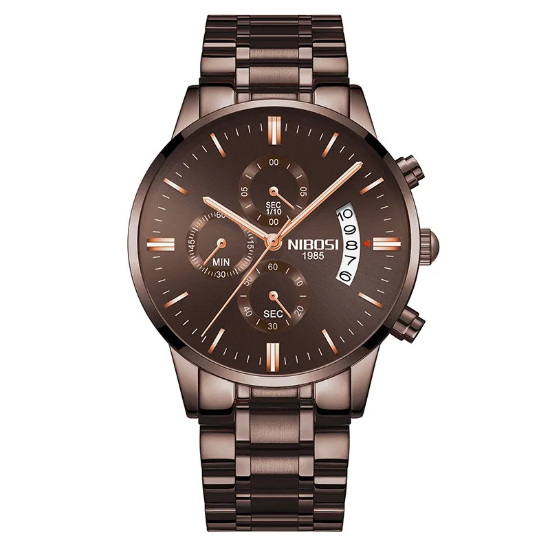 Watchsc - Designer 43mm Montre en cuir à quartz coloré en acier inoxydable montres puhuo30