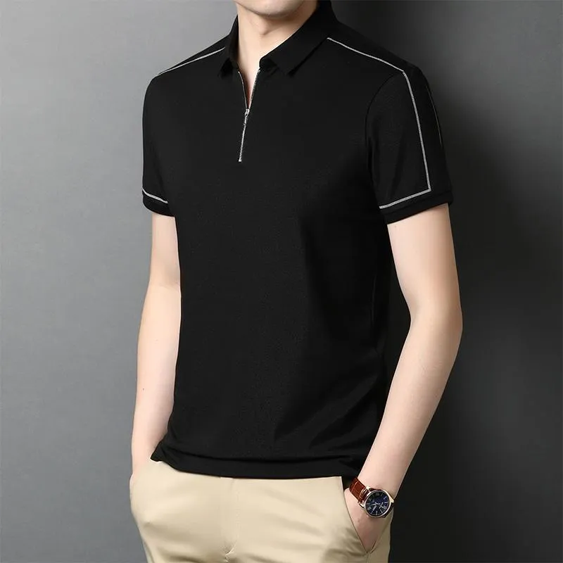 Men's Polos Summer Short Sleeve Tee Shirt Men Casual Solid Color Men's Clothing Shirts Mens Fashion Slim Fit Poloshirt A46Men's Men'sMen