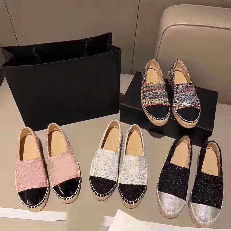 30 kolor luksusowe damskie buty sukienki Espadrilles Summer Designers Panie Flat Beach Half Suppers Fashion Woman Mejczyki Fisherman Canvas But z rozmiarami pudełka 35-42