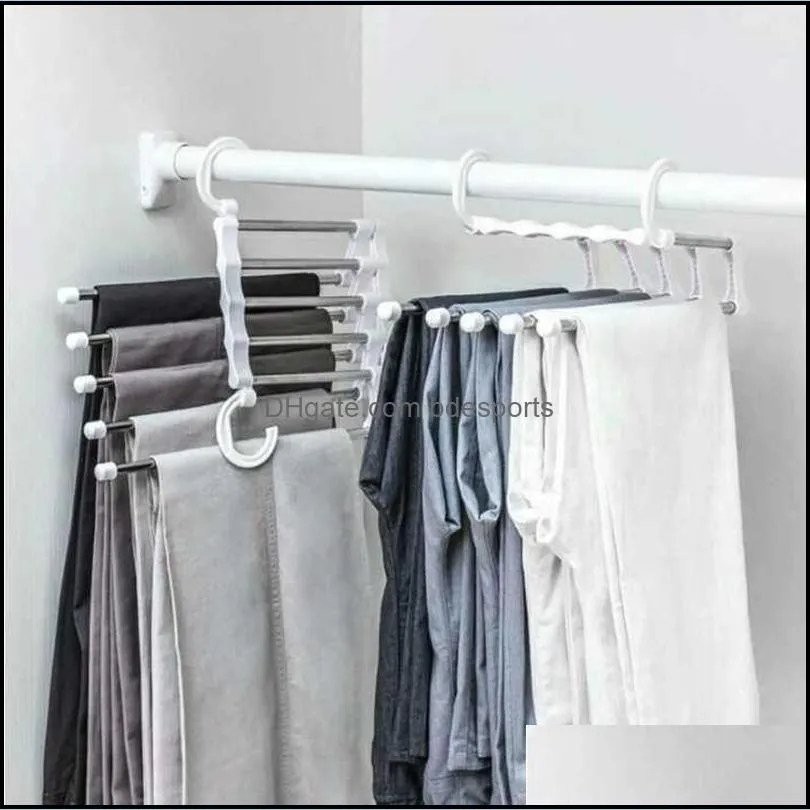 5 Layers Multi Functional Clothes Hangers Pant Storage Cloth Rack Trousers Hanging Shelf Non-slip Clothing Organizer Storage Rack Fast