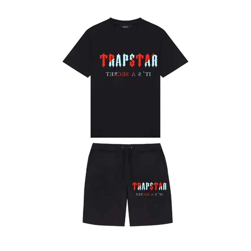 TRAPSTAR hommes vêtements t-shirt survêtement ensembles Harajuku hauts t-shirt drôle Hip Hop couleur t-shirt plage décontracté Shorts ensemble 220629