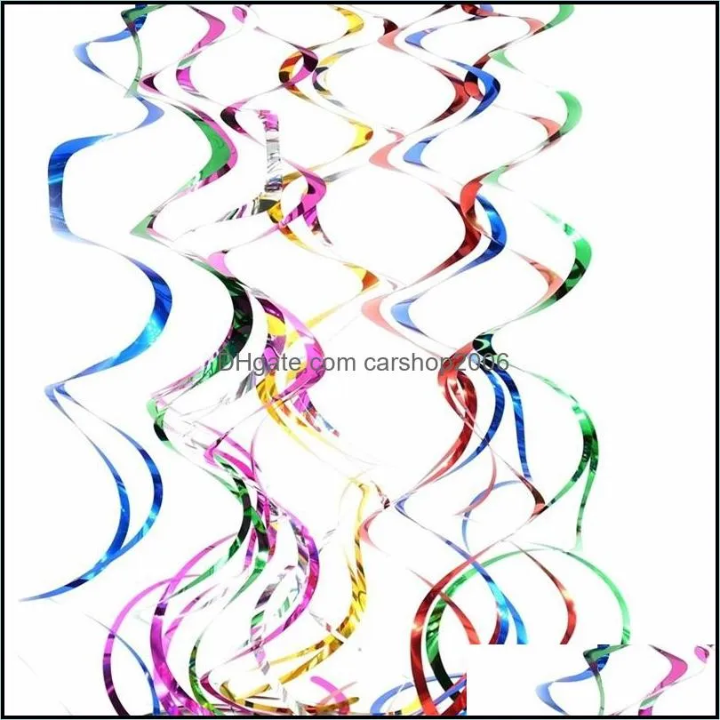 Other Event Party Supplies Festive Home Garden Decor Double Spiral Ornaments Diy Ceiling Hanging Streamers Swirl Wedding Sparkl Ribbon Bir