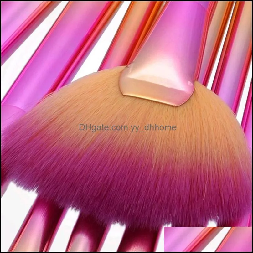 fan foundation makeup brushes rainbow eyeshadow powder eyebrow eyeliner makes up brush set professional makeups tools kit wq350
