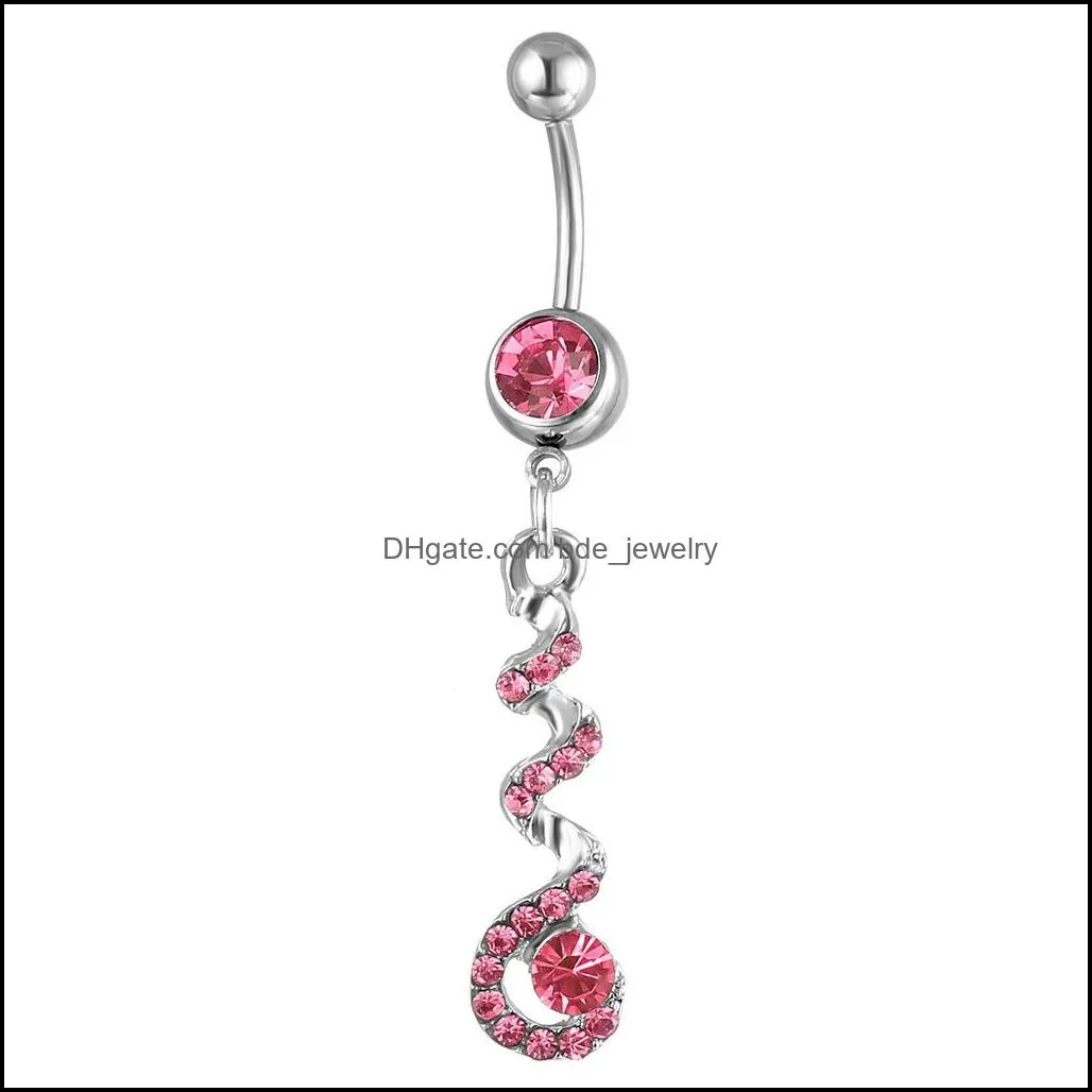 d05511 3 colors clear body jewelry nice style navel belly ring 10 pcs mix colors stone drop factory price