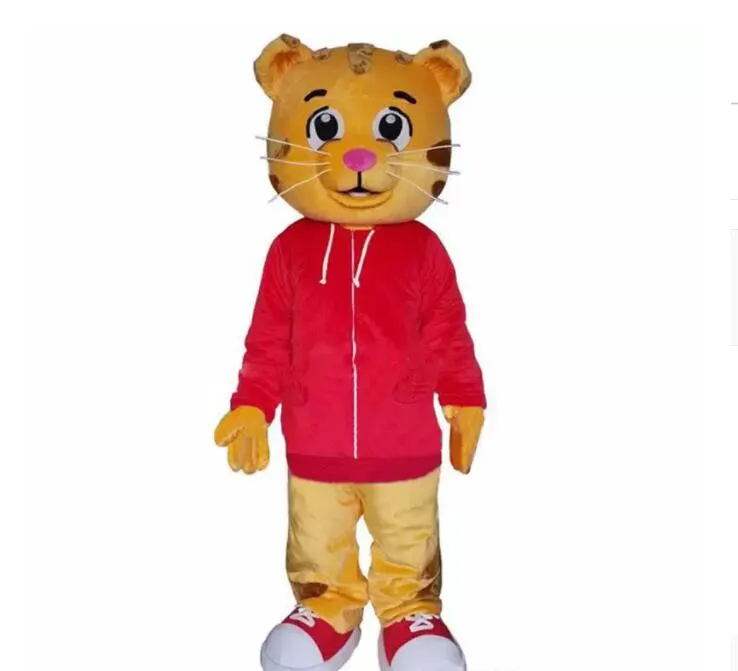 Disfraz de Mascota de personaje de dibujos animados de chaqueta roja de Daniel the Tiger para adultos de alta calidad