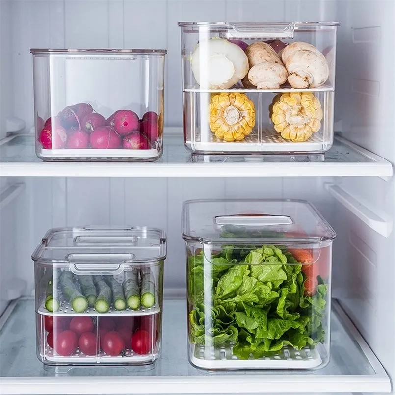 Recipientes de armazenamento de alimentos para refrigerador de estimação com cozinha de tampa Lembrete de vedação de congelador separado para vegeta