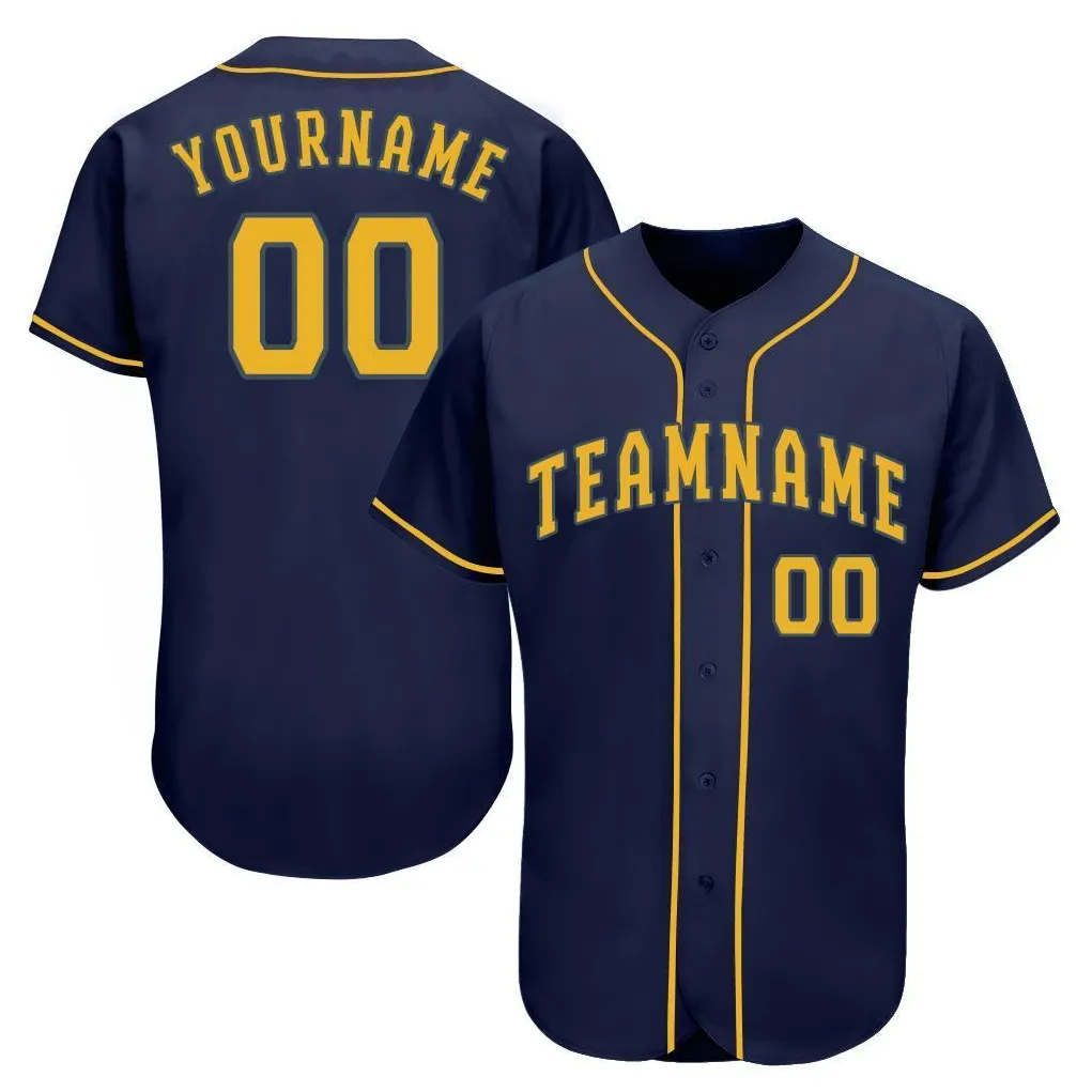 Custom Navy Gold Baseball Jersey