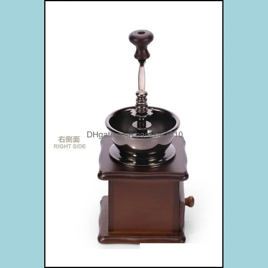 mini retro coffee grinder manual vintage wood coffee bean mills grinders kitchen grinding tools perfumery cafe bar handmade coffee