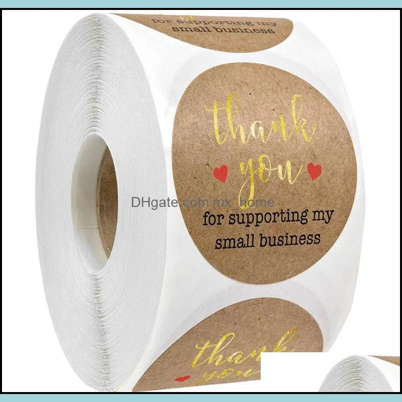 Kraft Paper Thank You For Supporting My Small Business Stickers Label DIY Christmas Gift Box Decoration 1inch 500pcs