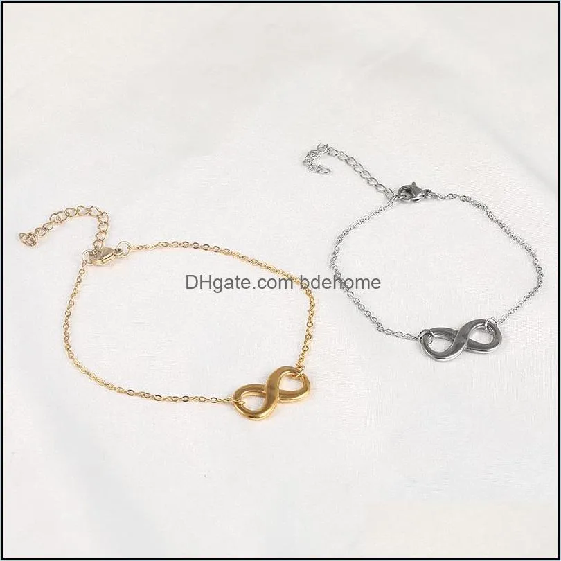 infinity symbol stainless steel bracelet for women simple adjustable gold silver color number 8 charm chain bracelet party jewelry